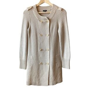 Talbots sweater Women's S Tan Knit Cardigan Ribbed Long SZ XS